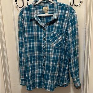 Women’s Teal Plaid Button-Down Shirt - Unknown Brand